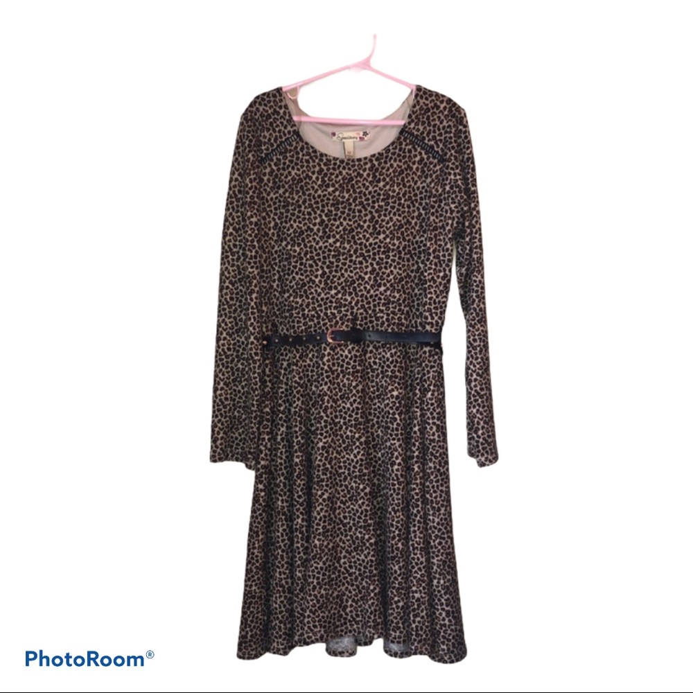 SPEECHLESS • Cheetah Print Dress W/ Studded Belt